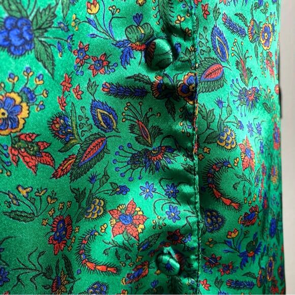 Victoria’s Secret Vintage Gold Label green floral button pajama top size Large - Picture 5 of 12